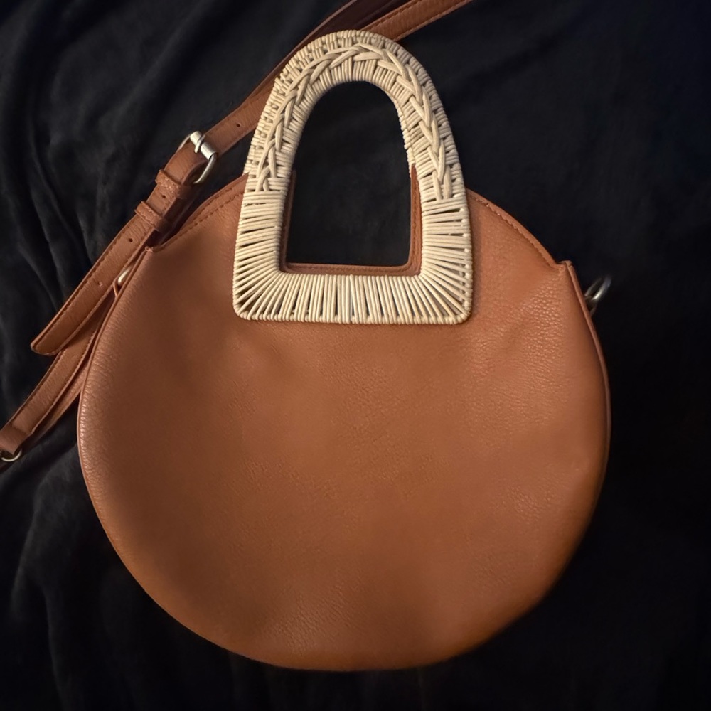 Anthropologie Tan and Cream Shoulder Bag